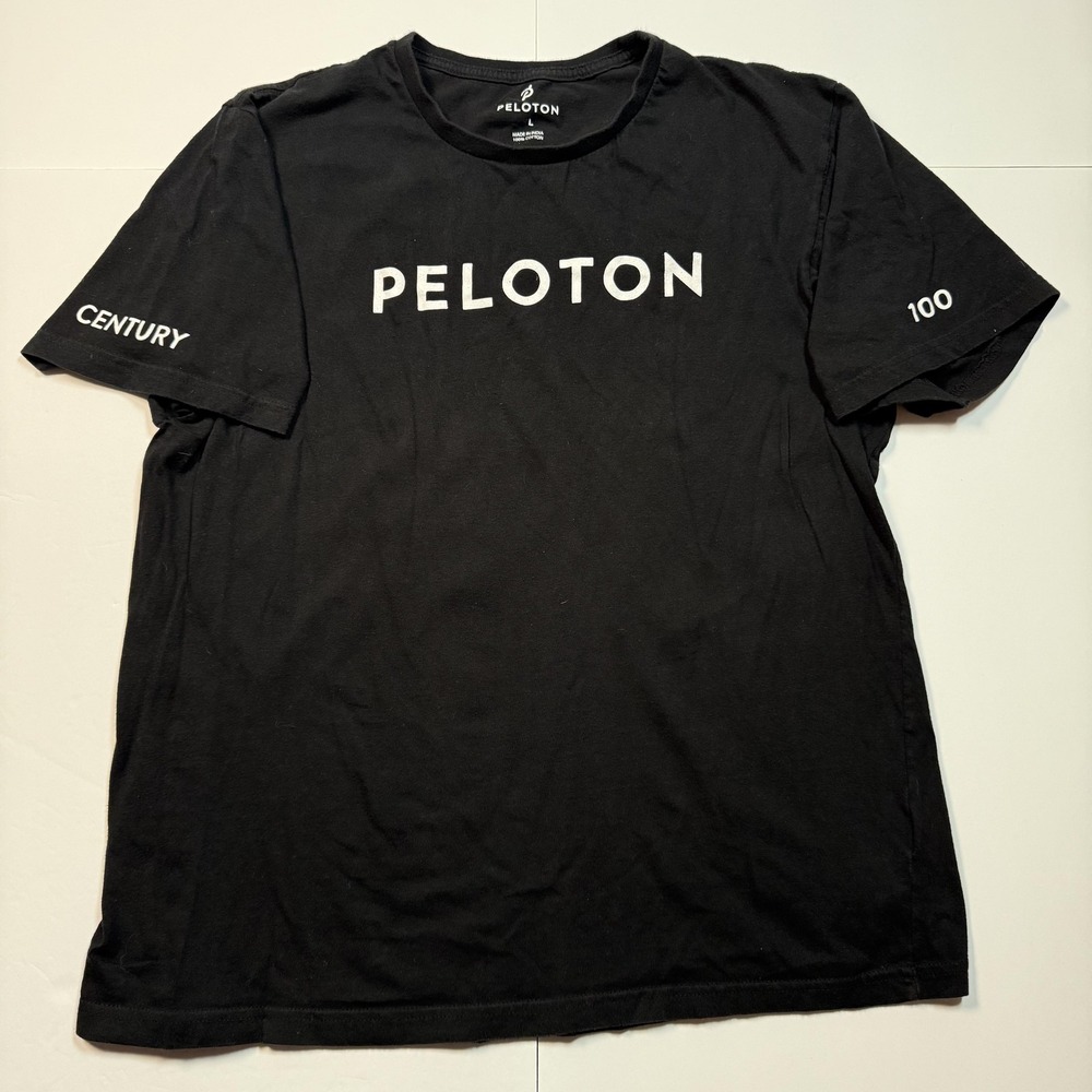 Peloton Shirt Mens Large Black Century 100 Graphic Tee Short Sleeve Crewneck